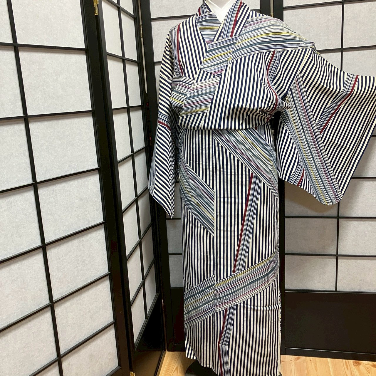 ［9086］浴衣 変わり縞文様 綿 ゆかた レディース リメイク
