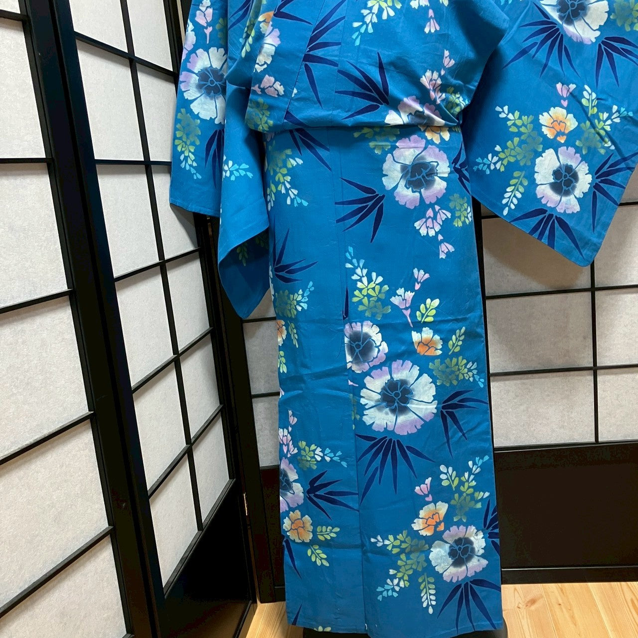 ［9124］浴衣 草花文様 レディース 綿 リメイク ゆかた