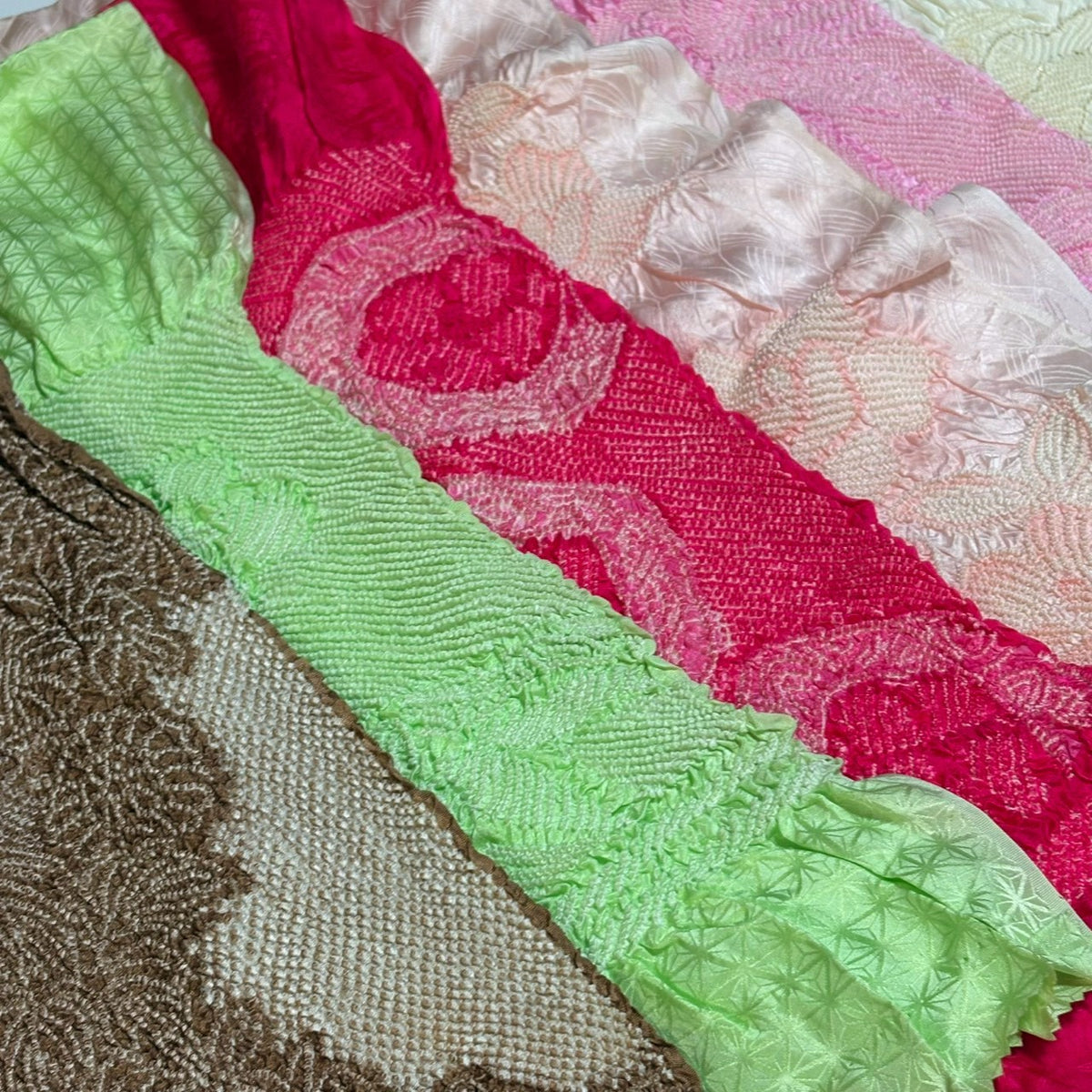 0261# Japanese Vintage Bundle 35pcs Set Bulk Obiage Kimono Silk Wholesale
