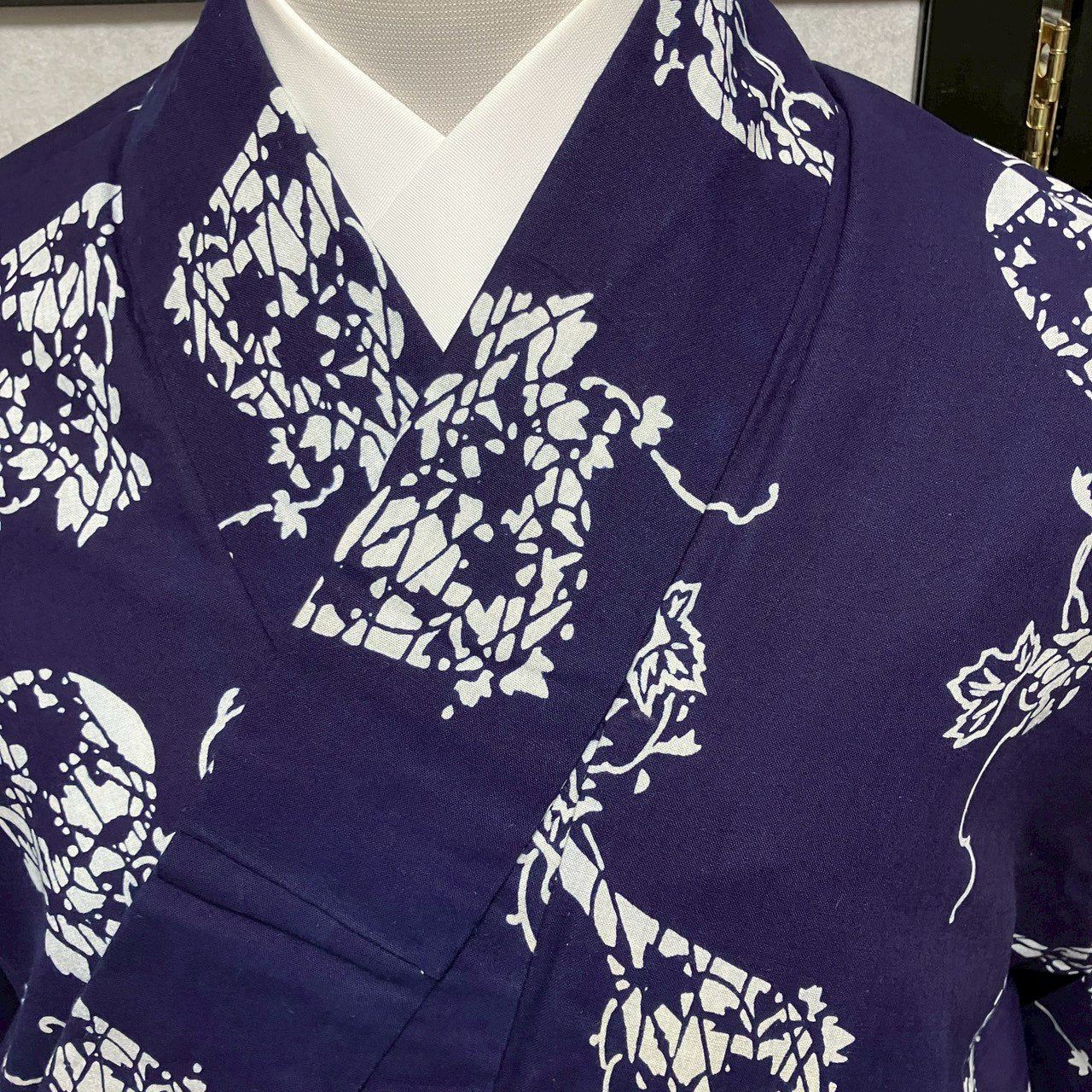 ［9482］浴衣 桐草木文様 ゆかた レディース 綿 リメイク