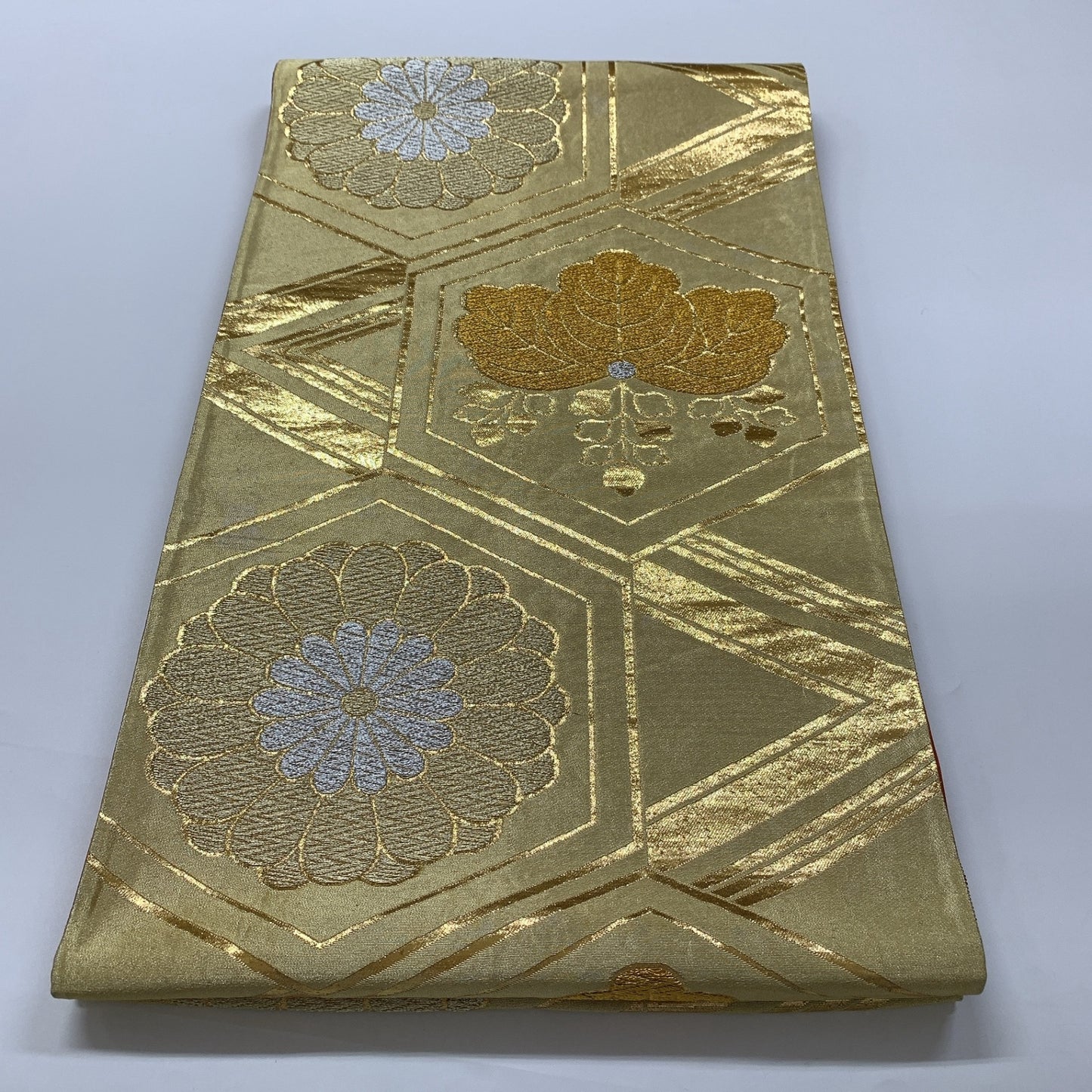 ［8922］袋帯 桐花亀甲文様 金銀糸 六通 正絹 着物 フォーマル
