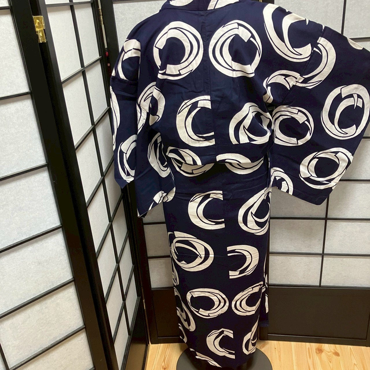 ［8784］浴衣 変わり丸文様 綿 ゆかた レディース リメイク