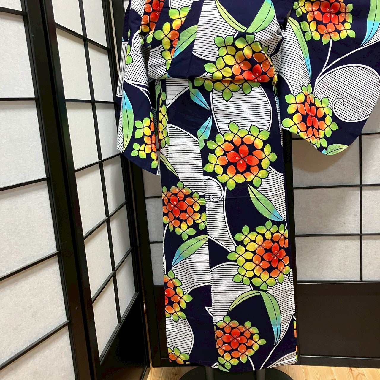 ［9165］浴衣 草花文様 ぼかし ゆかた レディース 綿 リメイク