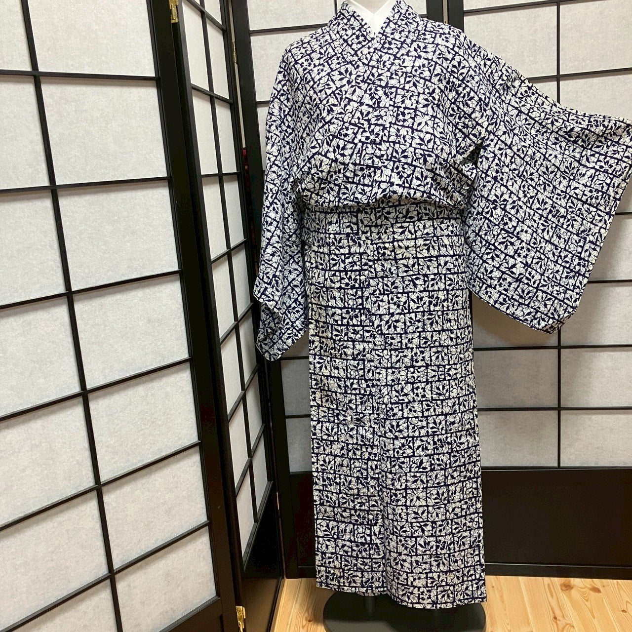 ［9070］浴衣 草木文様 ゆかた 綿 レディース リメイク