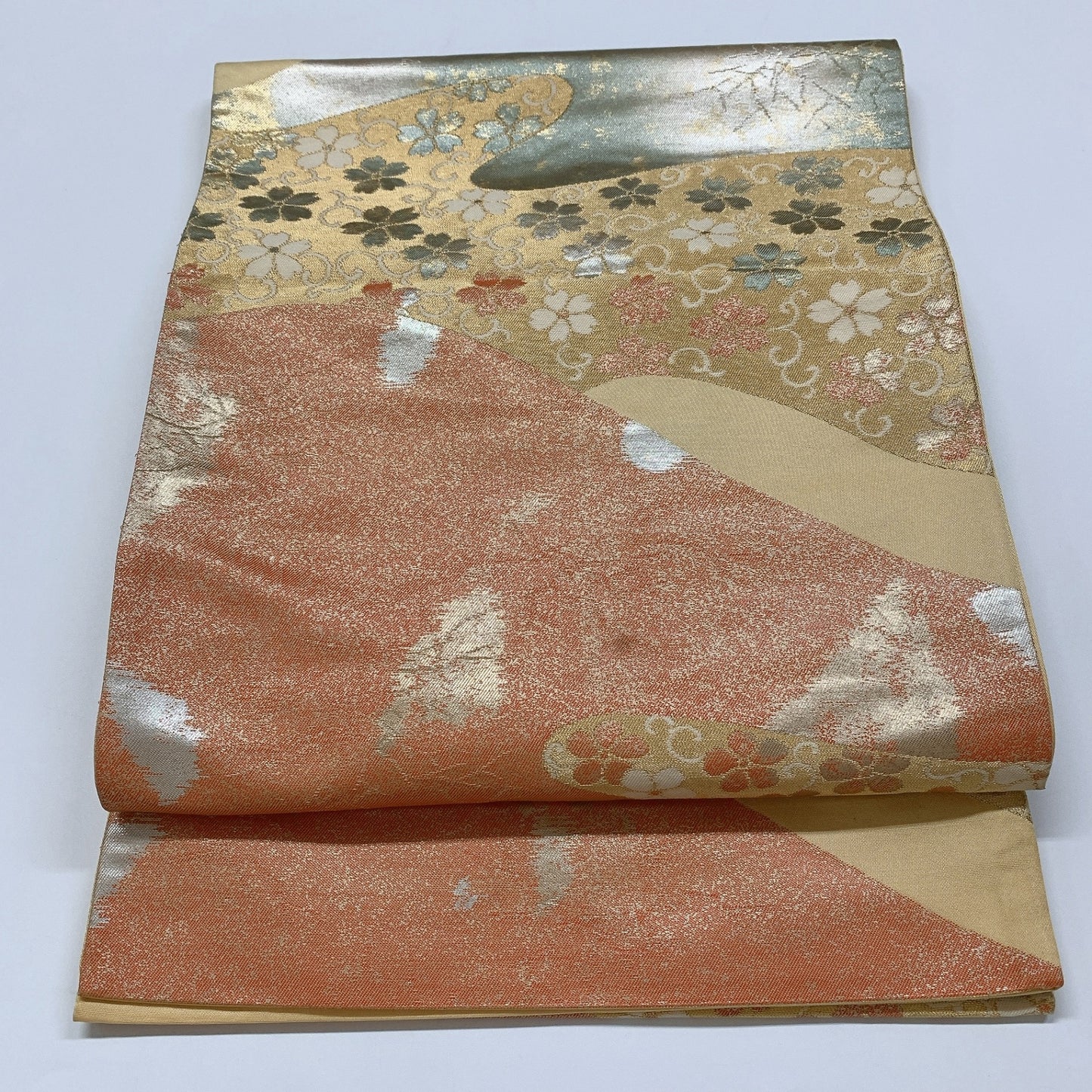 ［8911］袋帯 草花流水文様 金彩 六通 正絹 着物 フォーマル