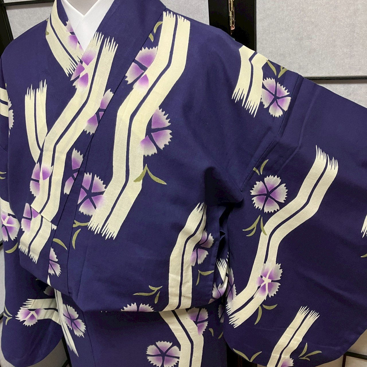 ［9456］浴衣 草花文様 ゆかた レディース 綿 リメイク