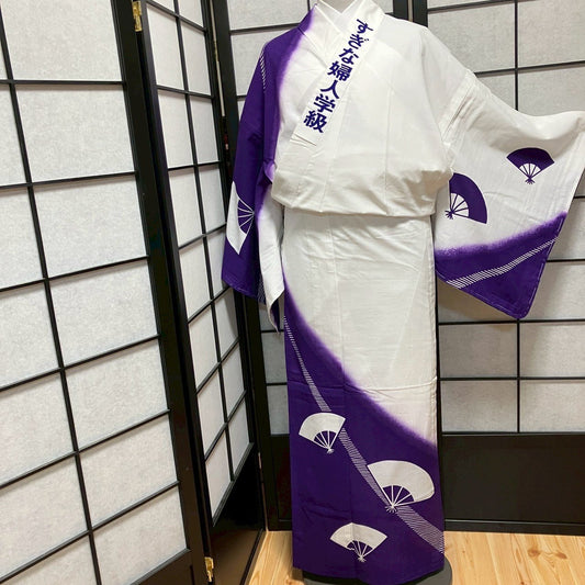 8769# Japanese Yukata Womens Vintage Fabric Cotton Robe Kimono Traditional