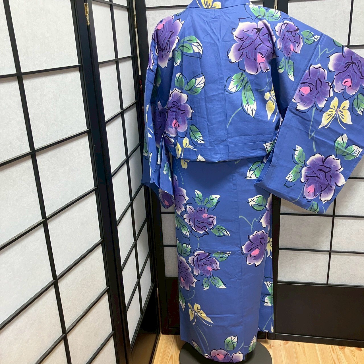 ［9127］浴衣 美品 草花文様 ゆかた レディース 綿 リメイク