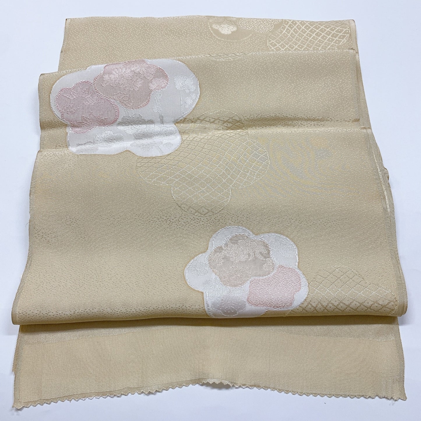 ［8435］帯締め 帯揚げ セット 梅花文様 逸品 正絹 着物 帯絞め