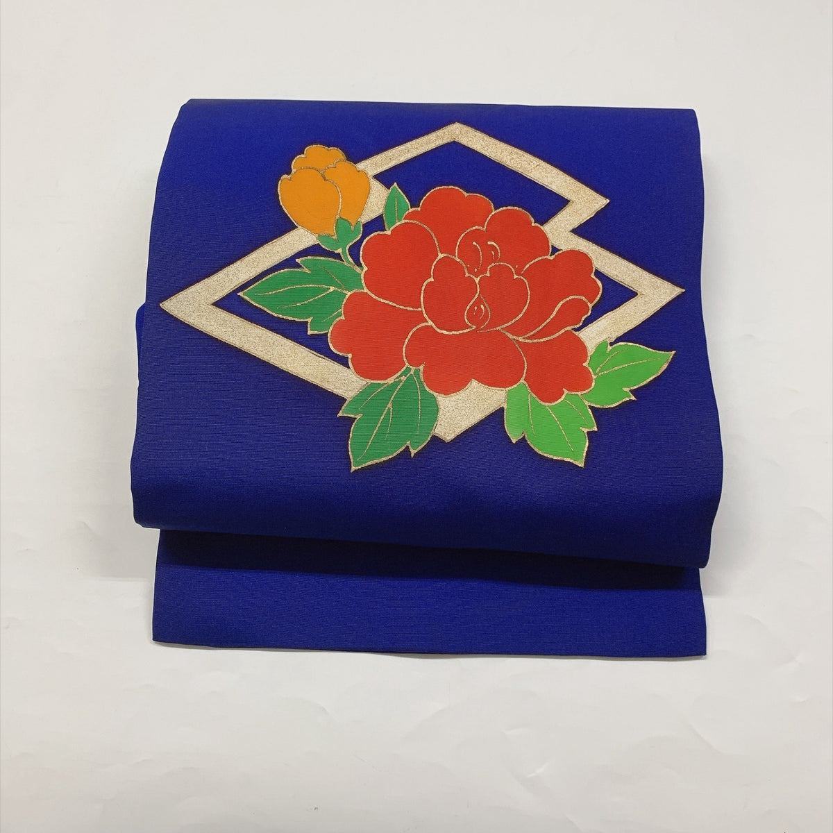 ［9401］名古屋帯 花松皮菱文様 お太鼓柄 金彩 九寸 正絹 着物
