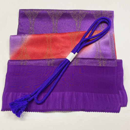 8592# Japanese Kimono Accessory Vintage Obiage and Obijime 2-piece Set Silk