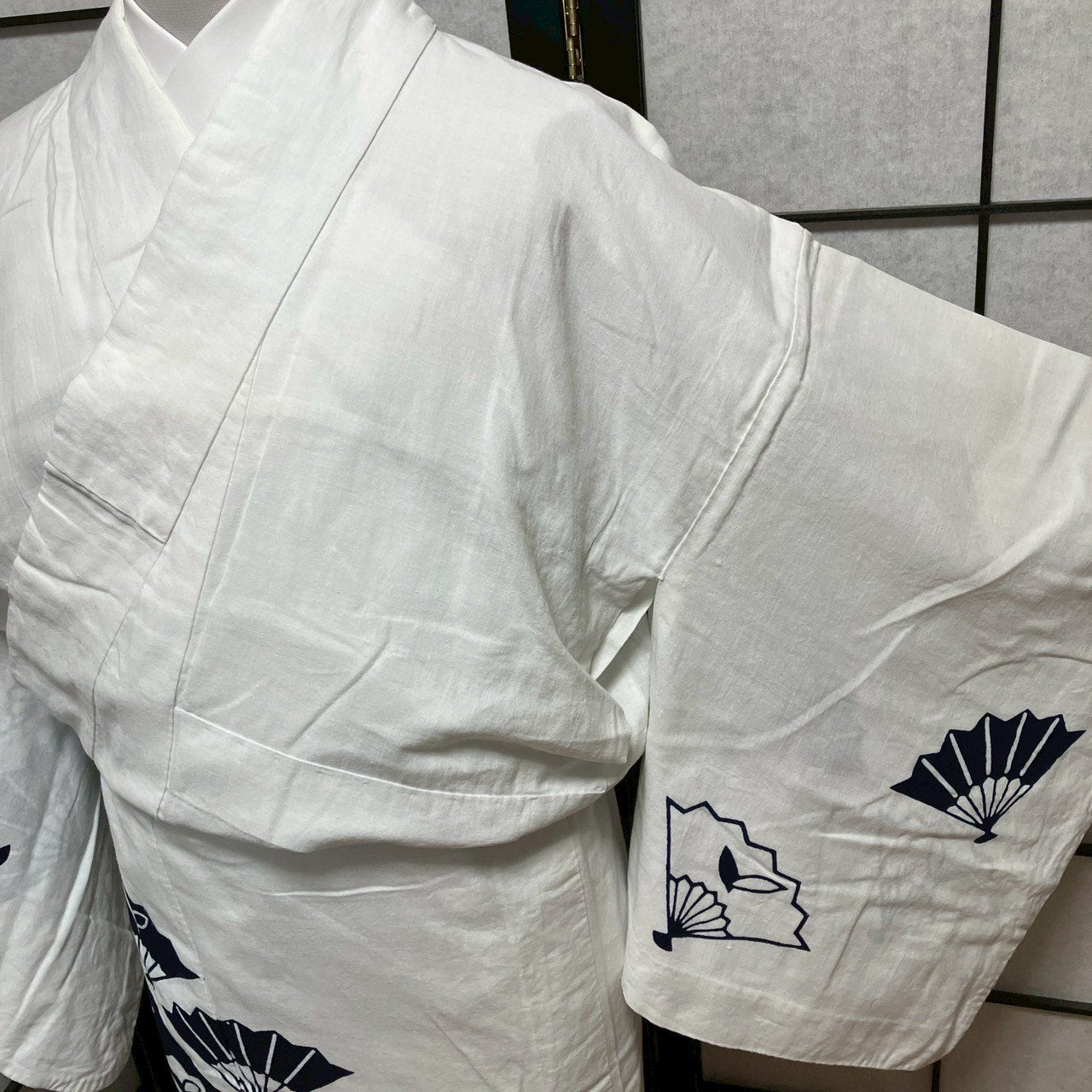 ［9102］浴衣 扇文様 ゆかた 綿 レディース リメイク