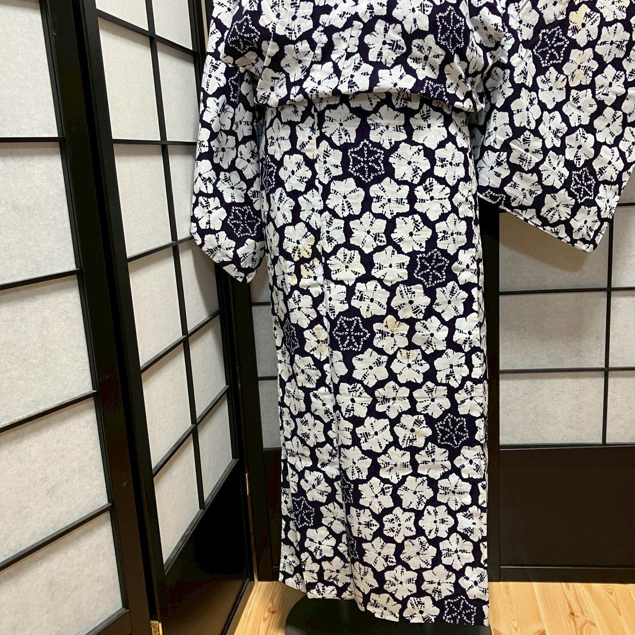 ［9492］浴衣 花吉祥文様 ゆかた レディース リメイク 綿