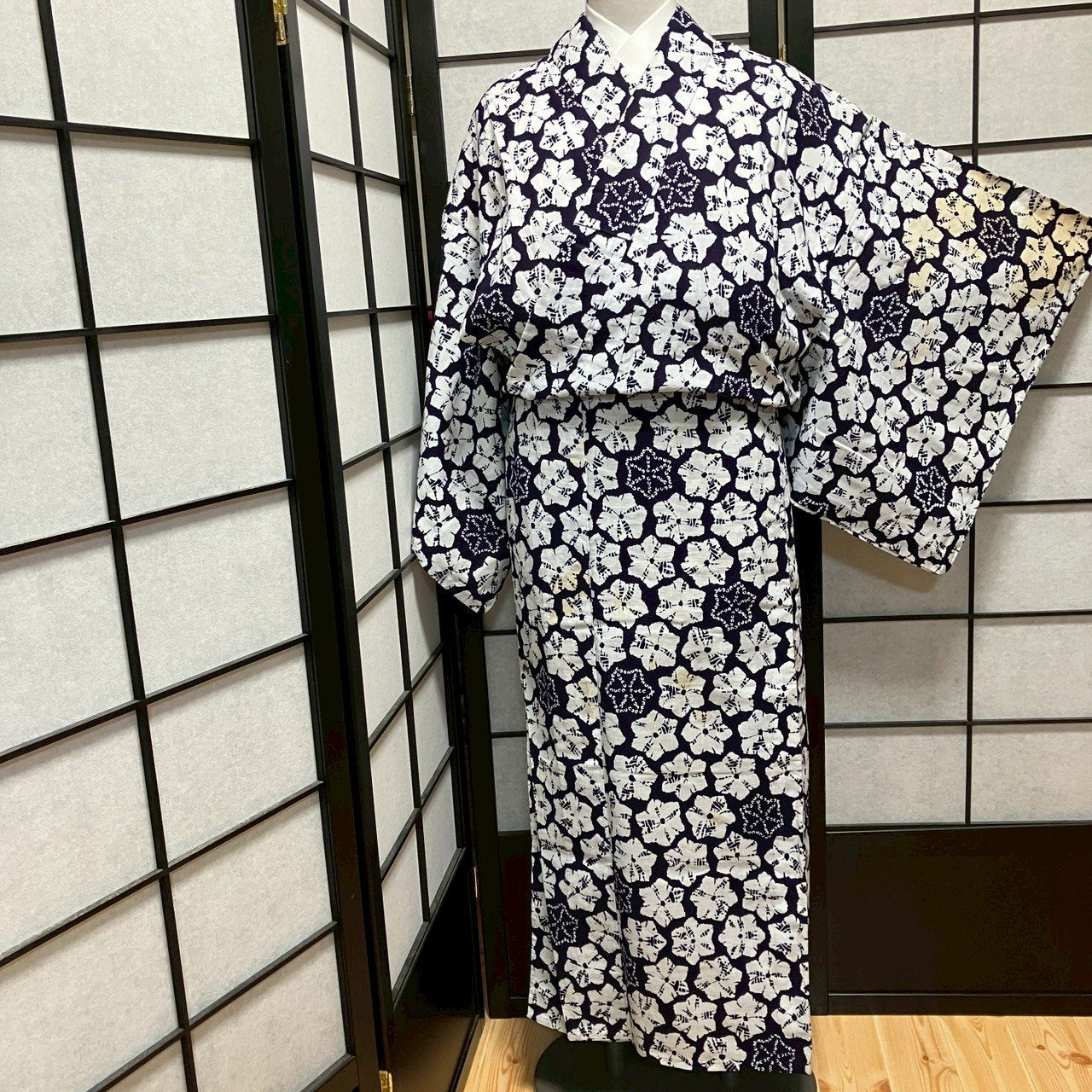 ［9492］浴衣 花吉祥文様 ゆかた レディース リメイク 綿