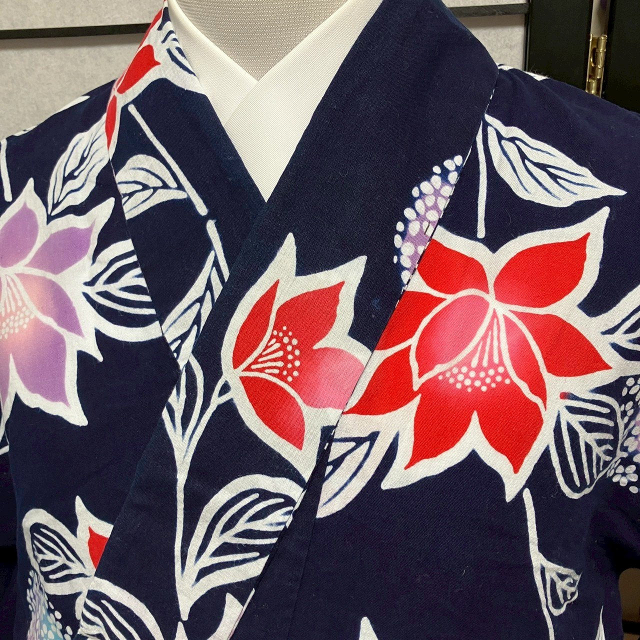 ［9101］浴衣 草花文様 ぼかし ゆかた 綿 レディース リメイク