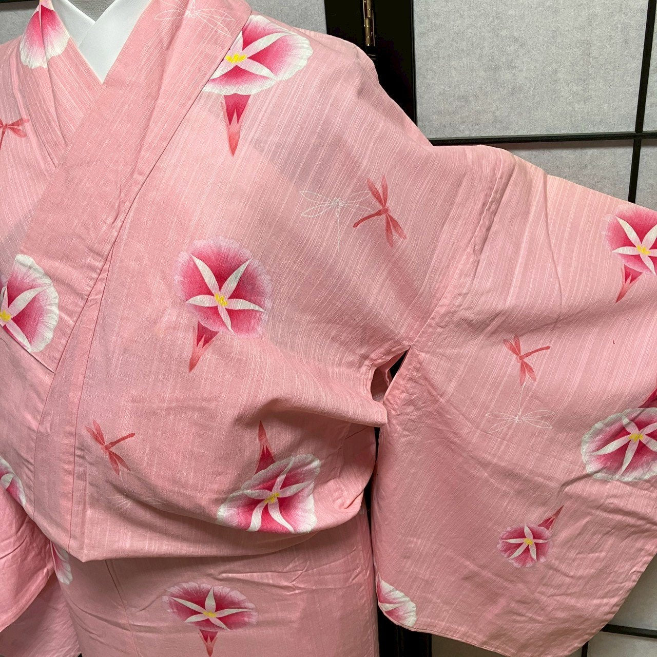 ［9441］浴衣 朝顔 あさがお トンボ文様 綿 レディース ゆかた リメイク