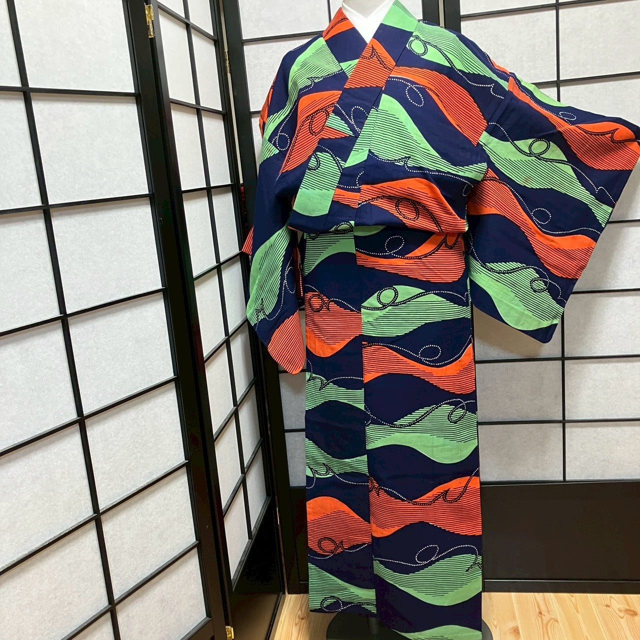 ［9467］浴衣 飾り紐文 ゆかた レディース 綿 リメイク