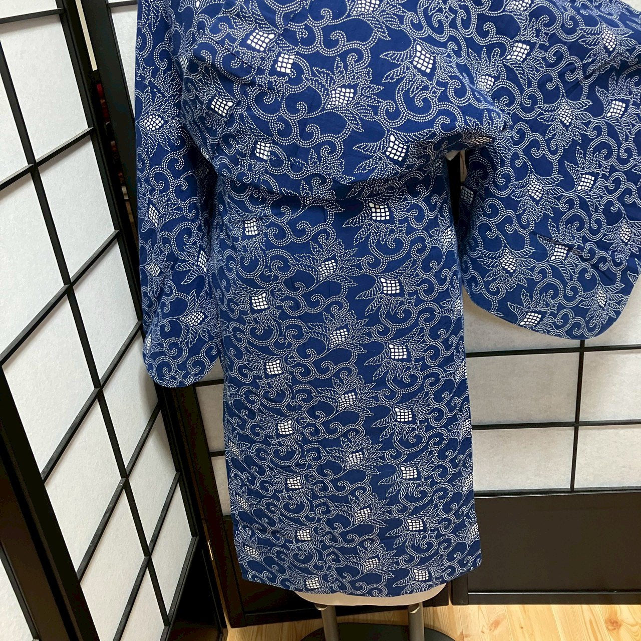 ［9120］浴衣 花唐草文様 ゆかた レディース 綿 リメイク