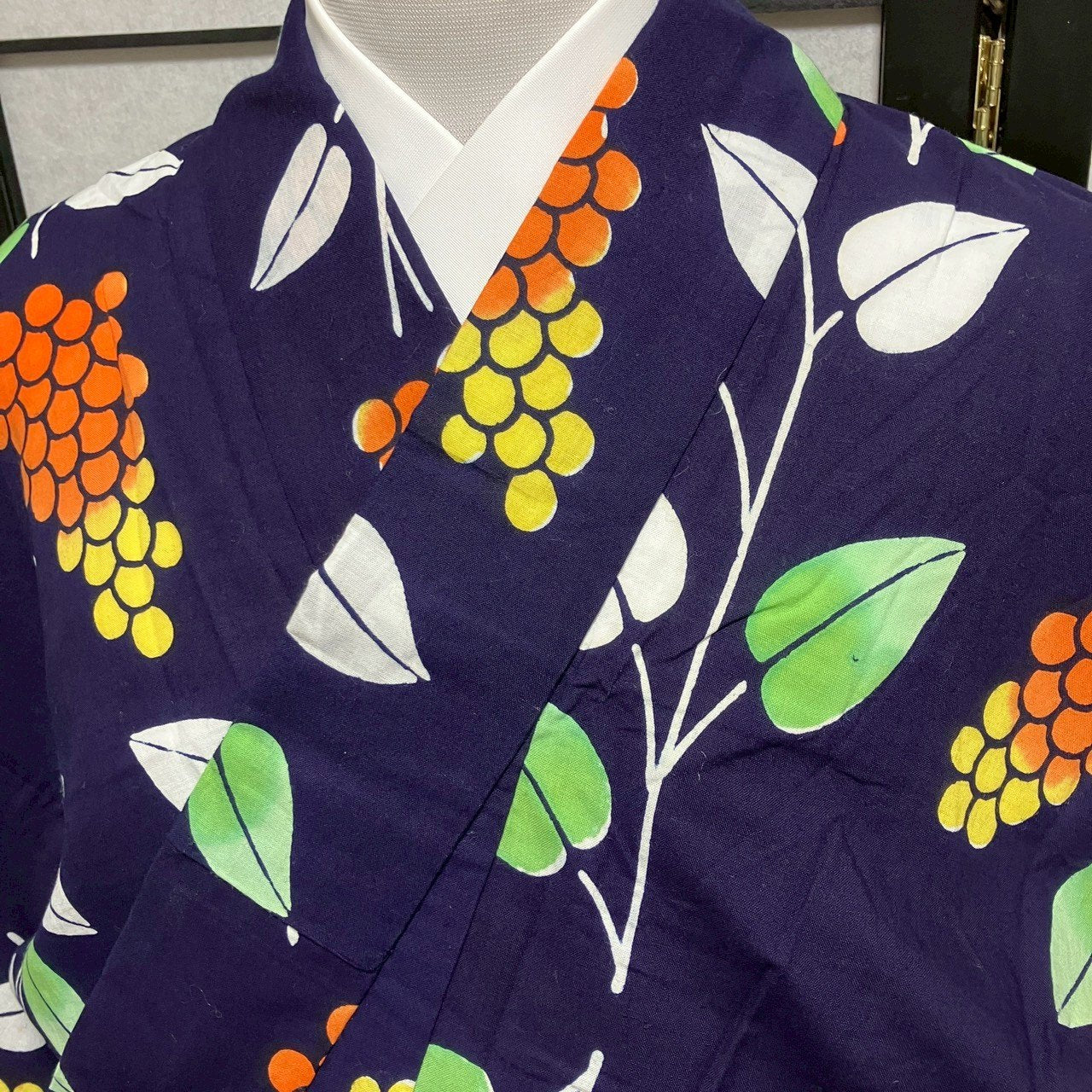 8749# Japanese Yukata Womens Vintage Fabric Cotton Robe Kimono Traditional