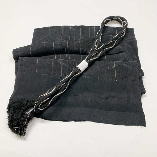 8053# Japanese Kimono Accessory Vintage Obiage and Obijime 2-piece Set Silk