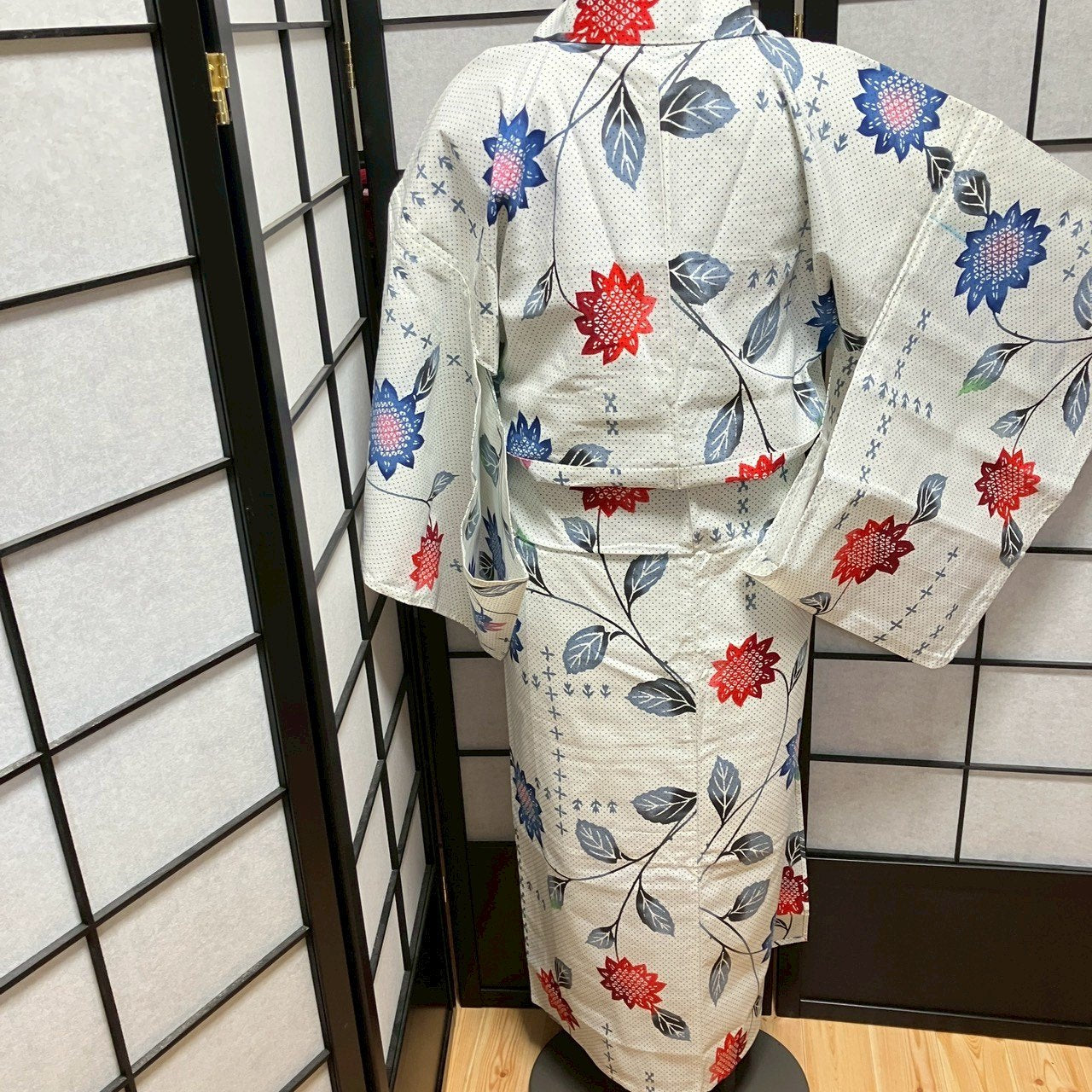 ［8793］浴衣 草花文様 ぼかし 綿 ゆかた レディース リメイク