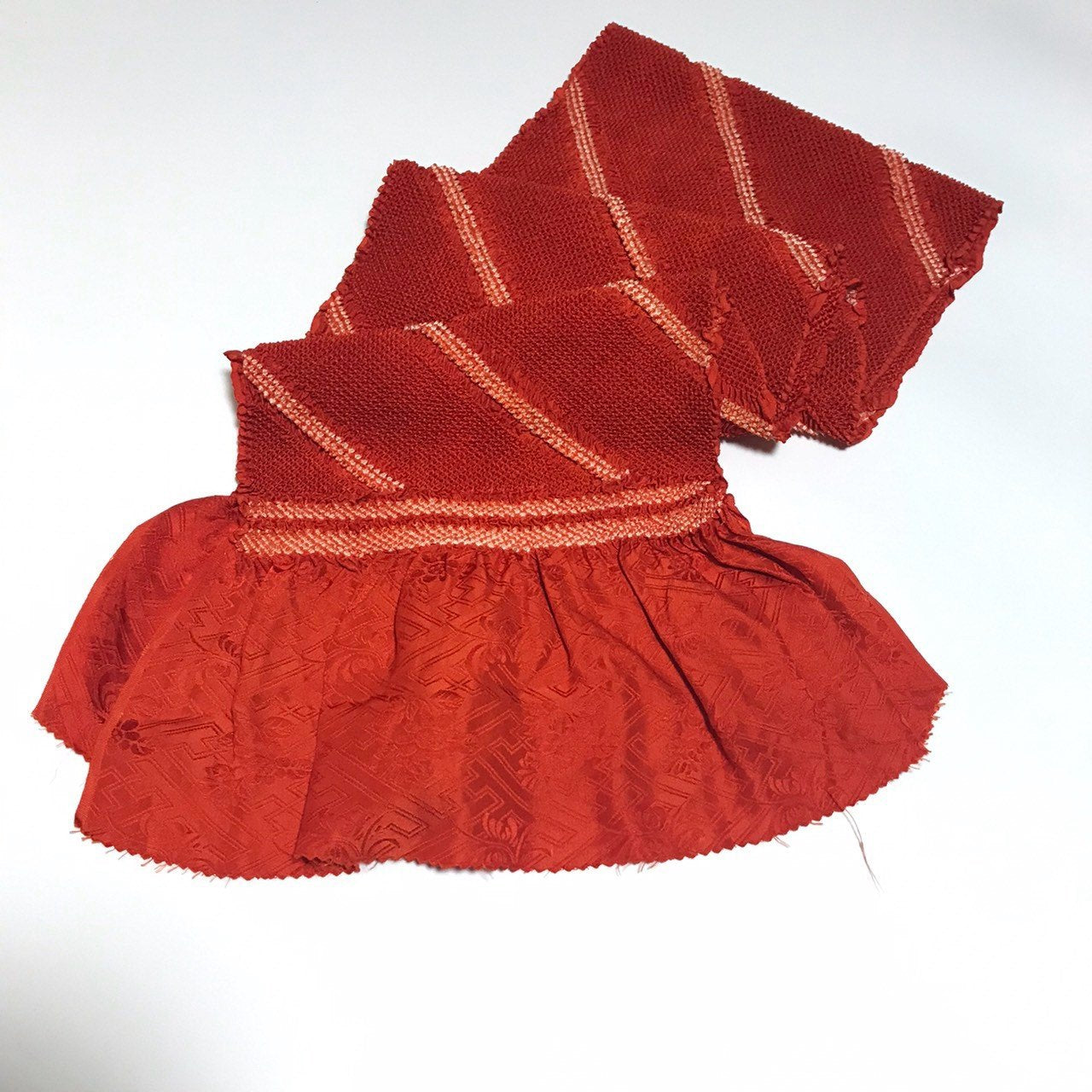 ［9968］帯締め 帯揚げ セット 美品 斜縞 総絞り 正絹 着物 帯絞め 振袖 成人式