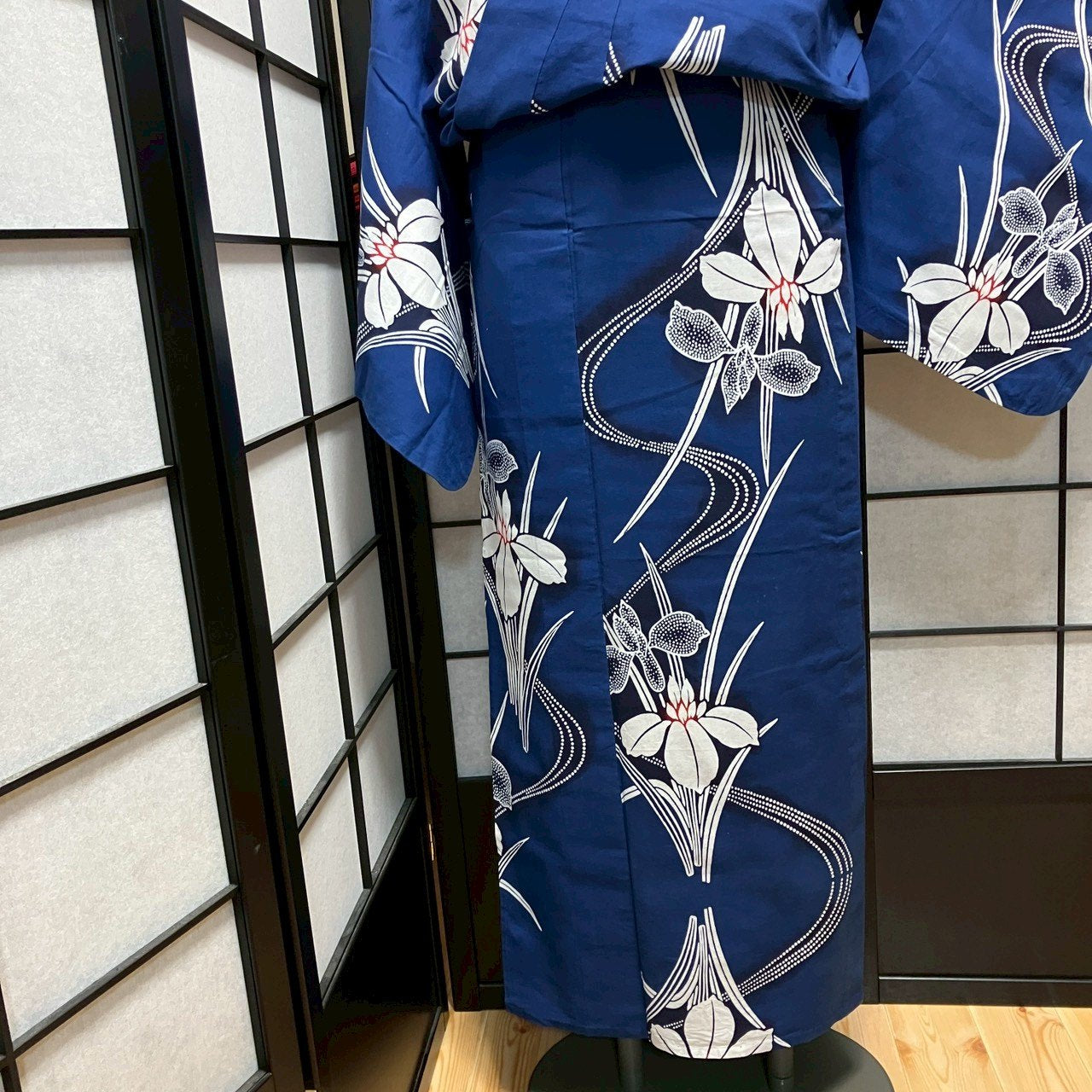 ［9162］浴衣 百合流水文様 ゆかた レディース 綿 リメイク
