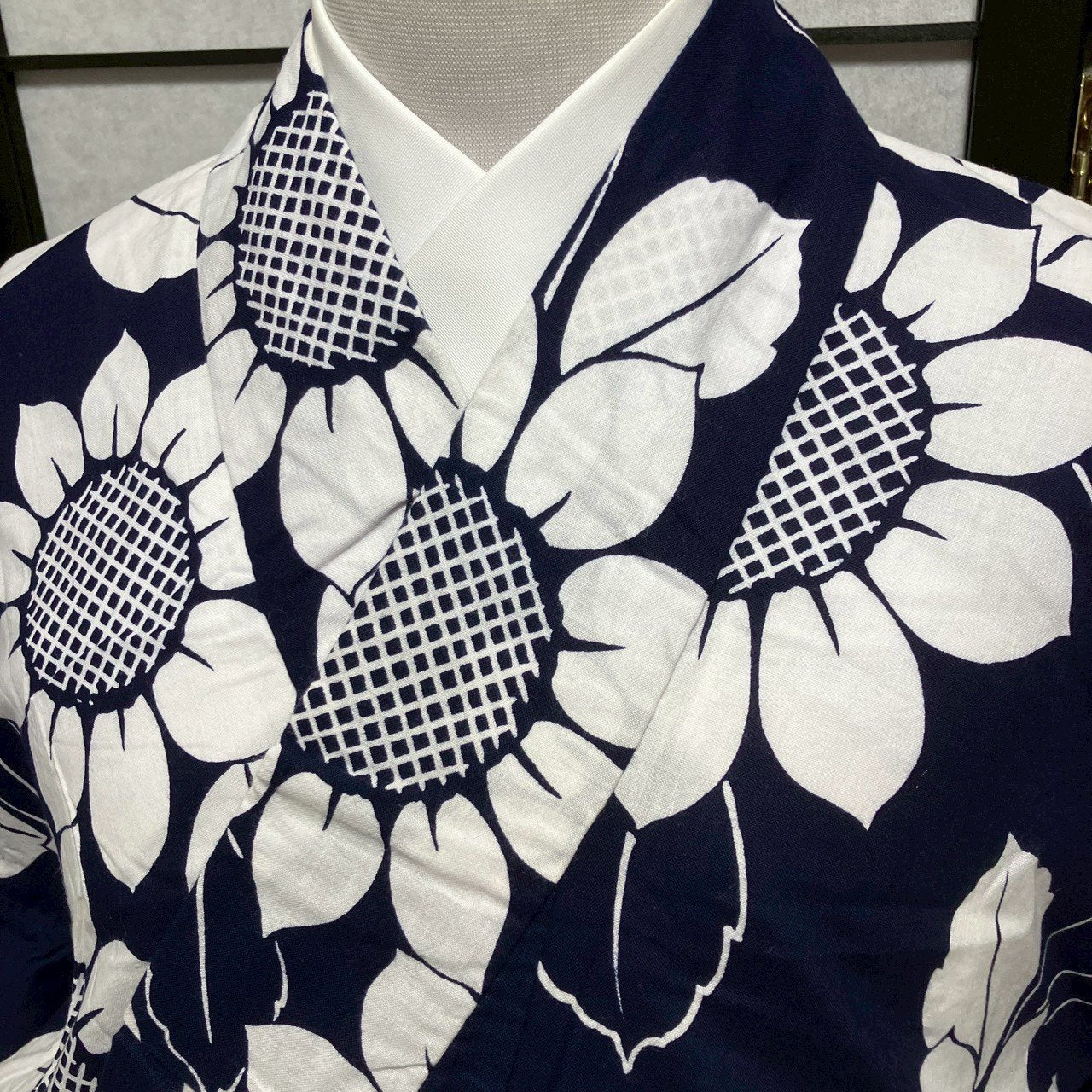 ［8785］浴衣 向日葵 ひまわり 草花文様 綿 ゆかた レディース リメイク