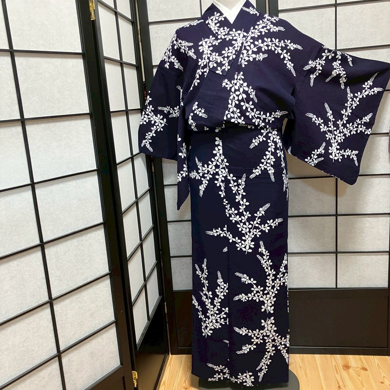 8756# Japanese Yukata Womens Vintage Fabric Cotton Robe Kimono Traditional