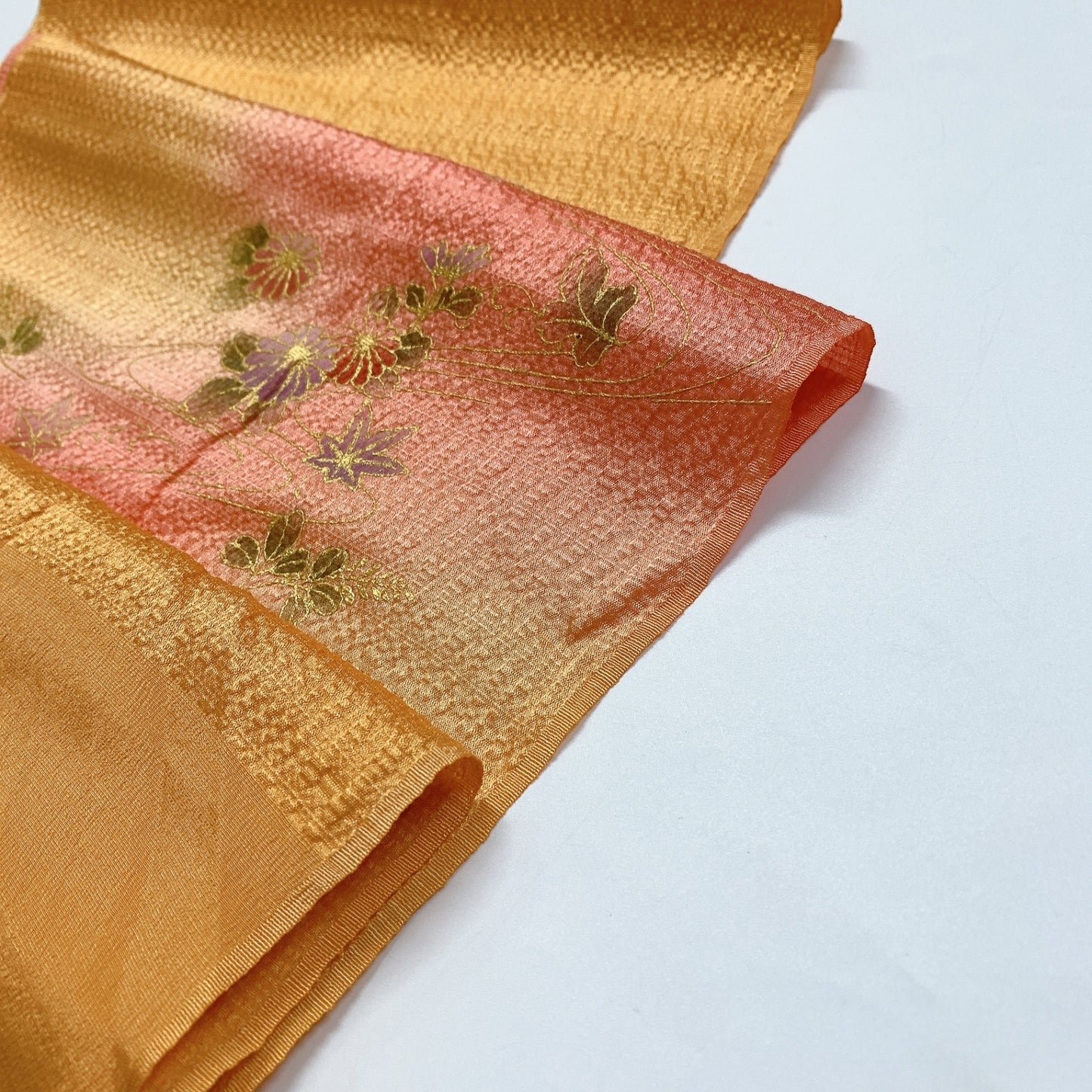 ［8701］帯締め 帯揚げ セット 草花流水文様 ぼかし 金彩 正絹 着物 帯絞め