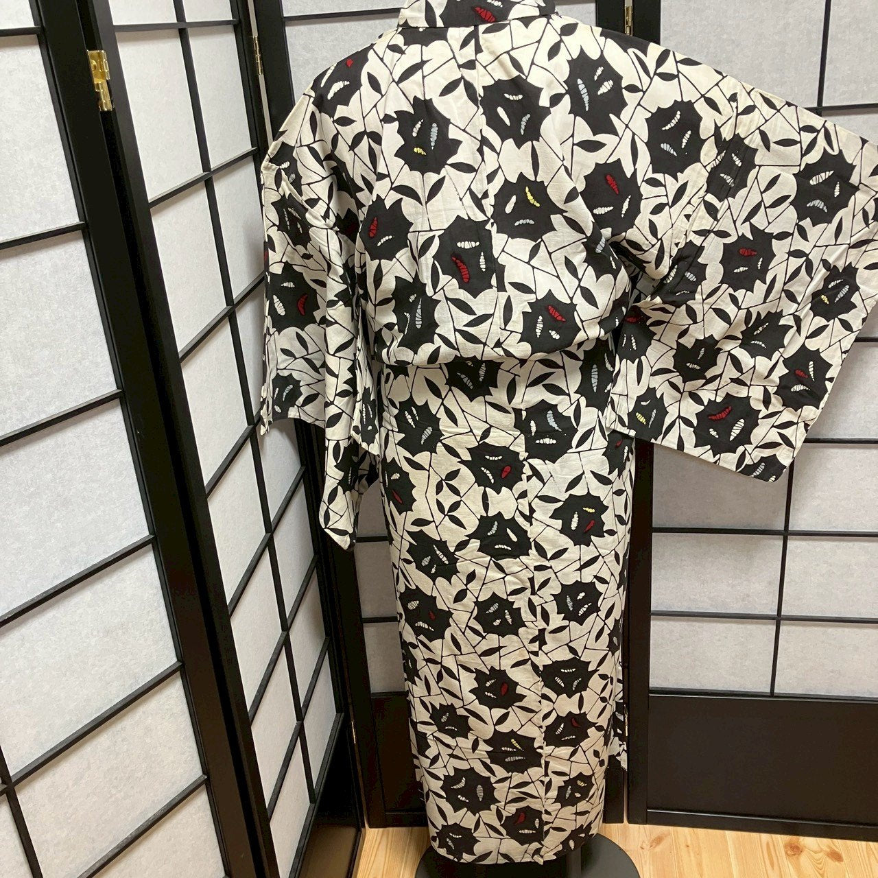 ［9096］浴衣 変わり花文様 綿 ゆかた レディース リメイク