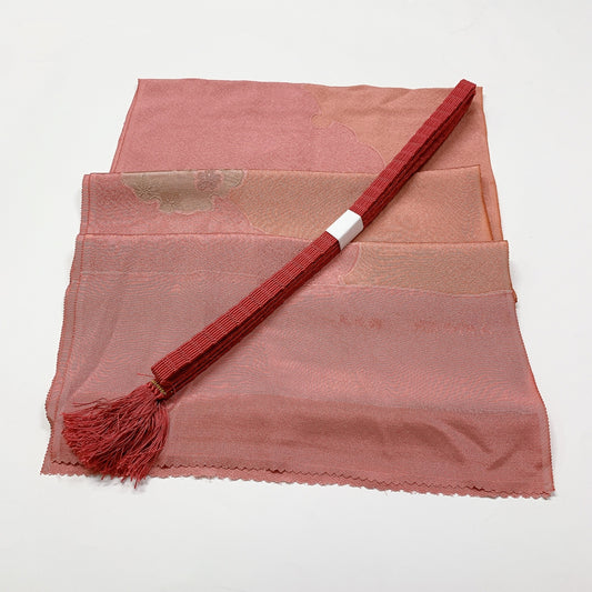 8054# Japanese Kimono Accessory Vintage Obiage and Obijime 2-piece Set Silk