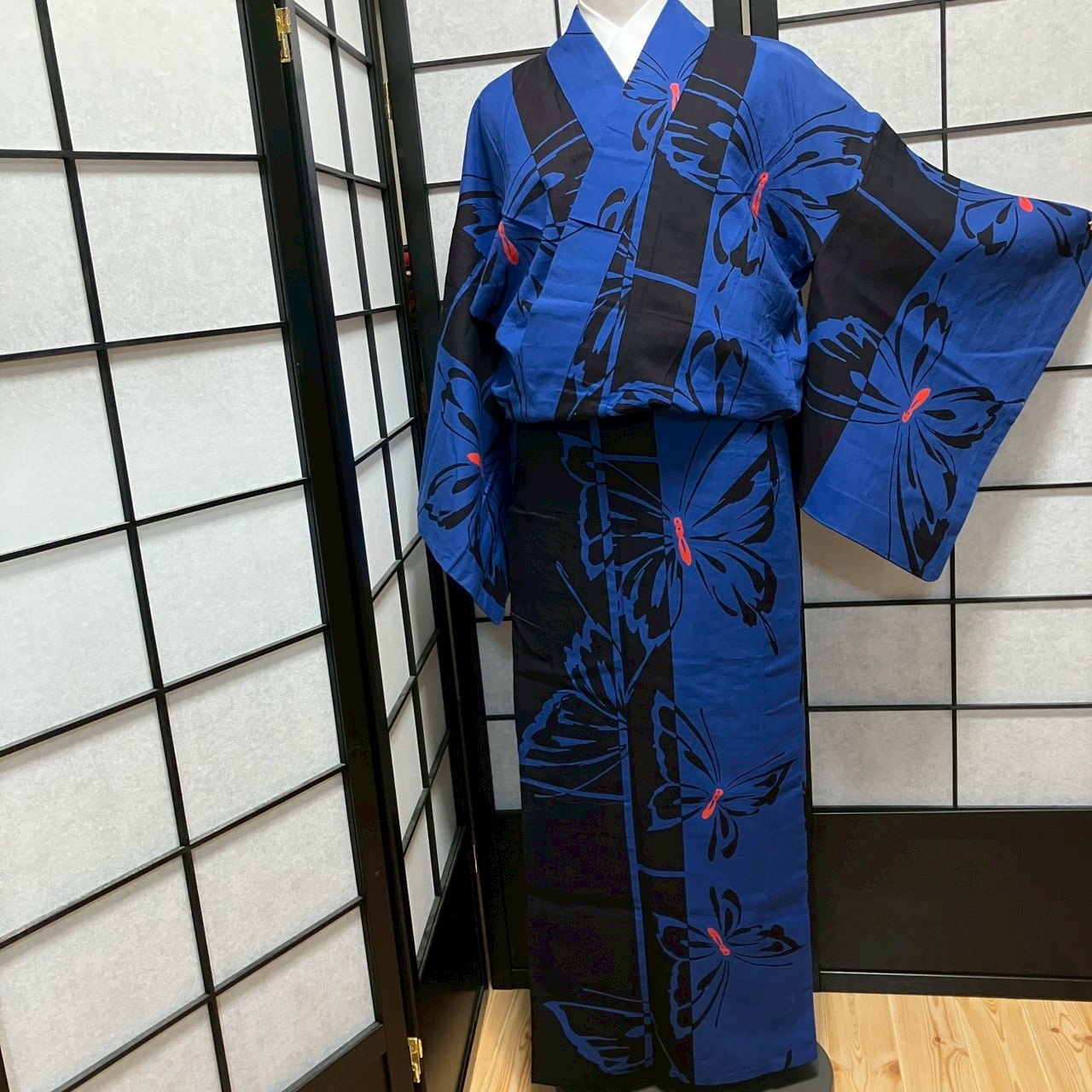 ［8786］浴衣 舞蝶文様 綿 ゆかた レディース リメイク
