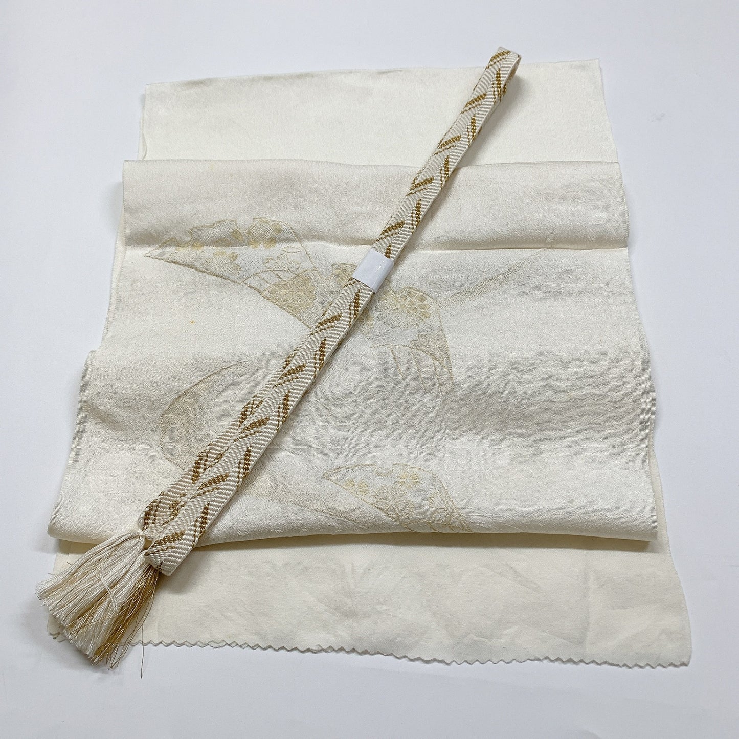 8721# Japanese Kimono Accessory Vintage Obiage and Obijime 2-piece Set Silk