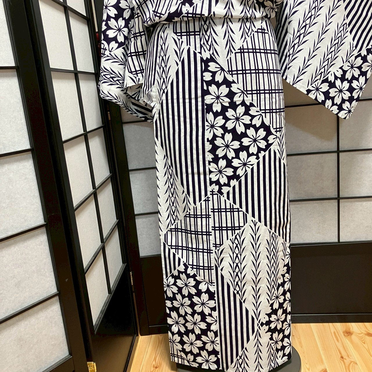 ［9067］浴衣 草花吉祥文様 ゆかた レディース 綿 リメイク