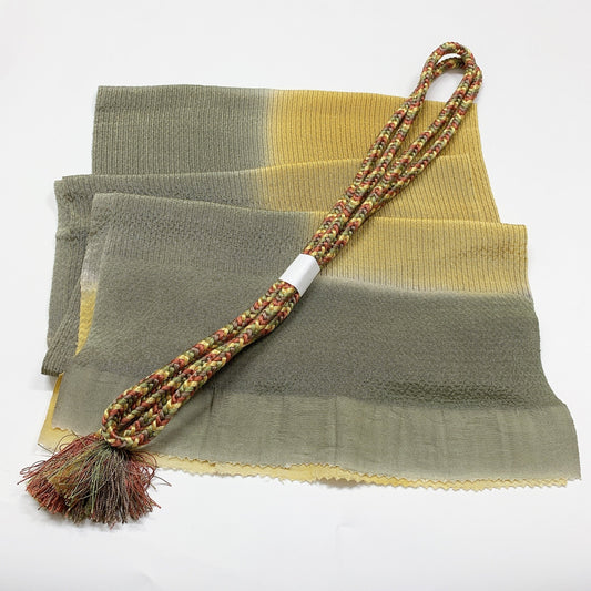 8059# Japanese Kimono Accessory Vintage Obiage and Obijime 2-piece Set Silk