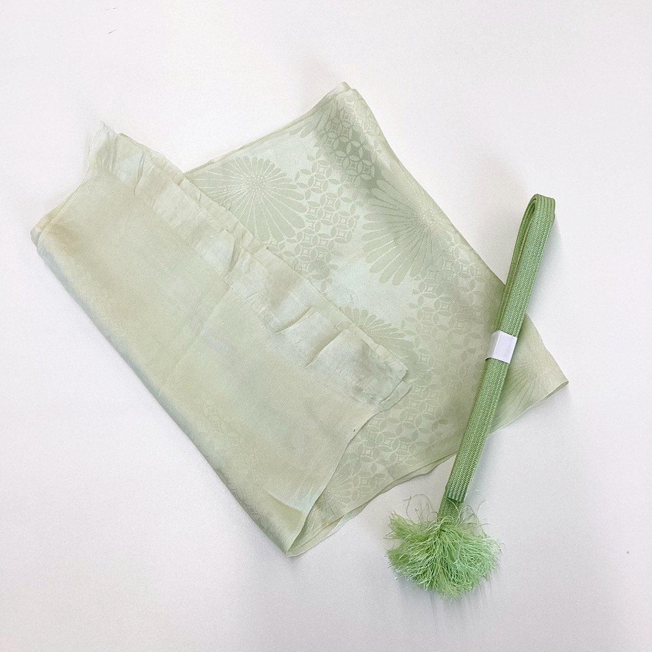 ［8539］帯締め 帯揚げ セット 草花吉祥文様 刺繍 正絹 着物 帯絞め