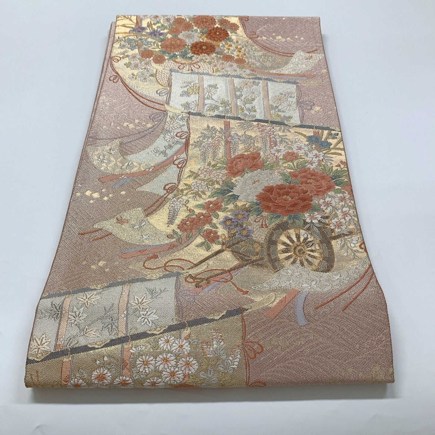 ［8927］袋帯 誰が袖花文様 六通 正絹 着物 フォーマル