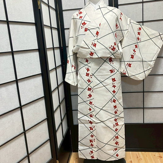 9473# Japanese Yukata Womens Vintage Fabric Cotton Robe Kimono Traditional