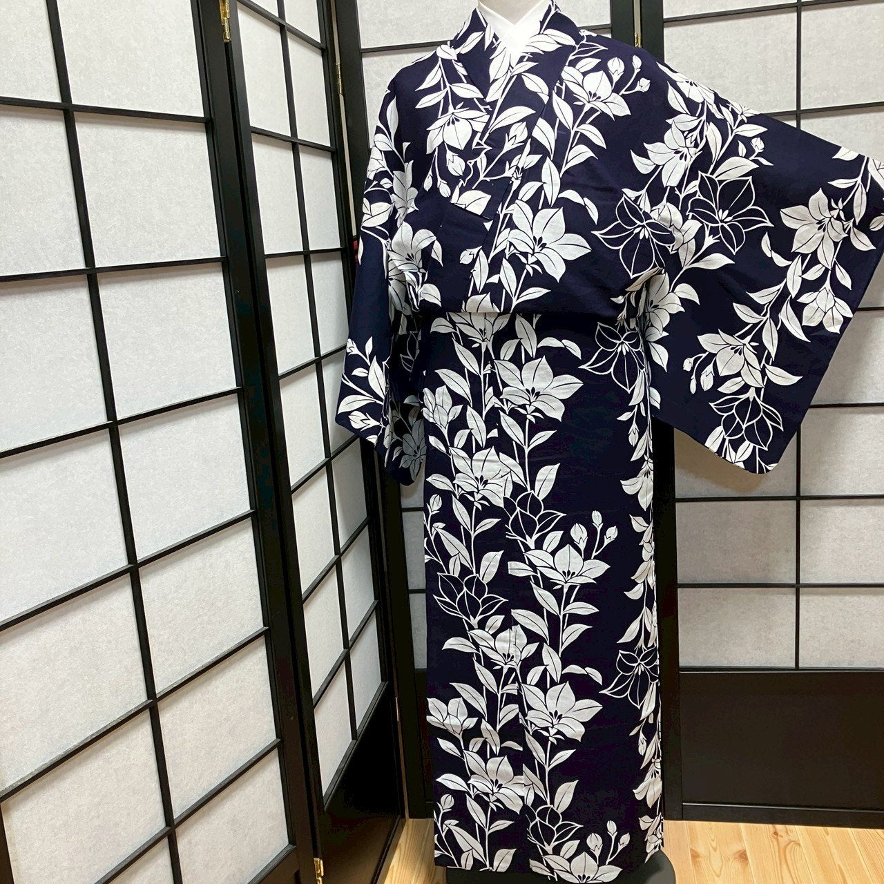 ［9170］浴衣 美品 枝花吉祥文様 ゆかた レディース 綿 リメイク