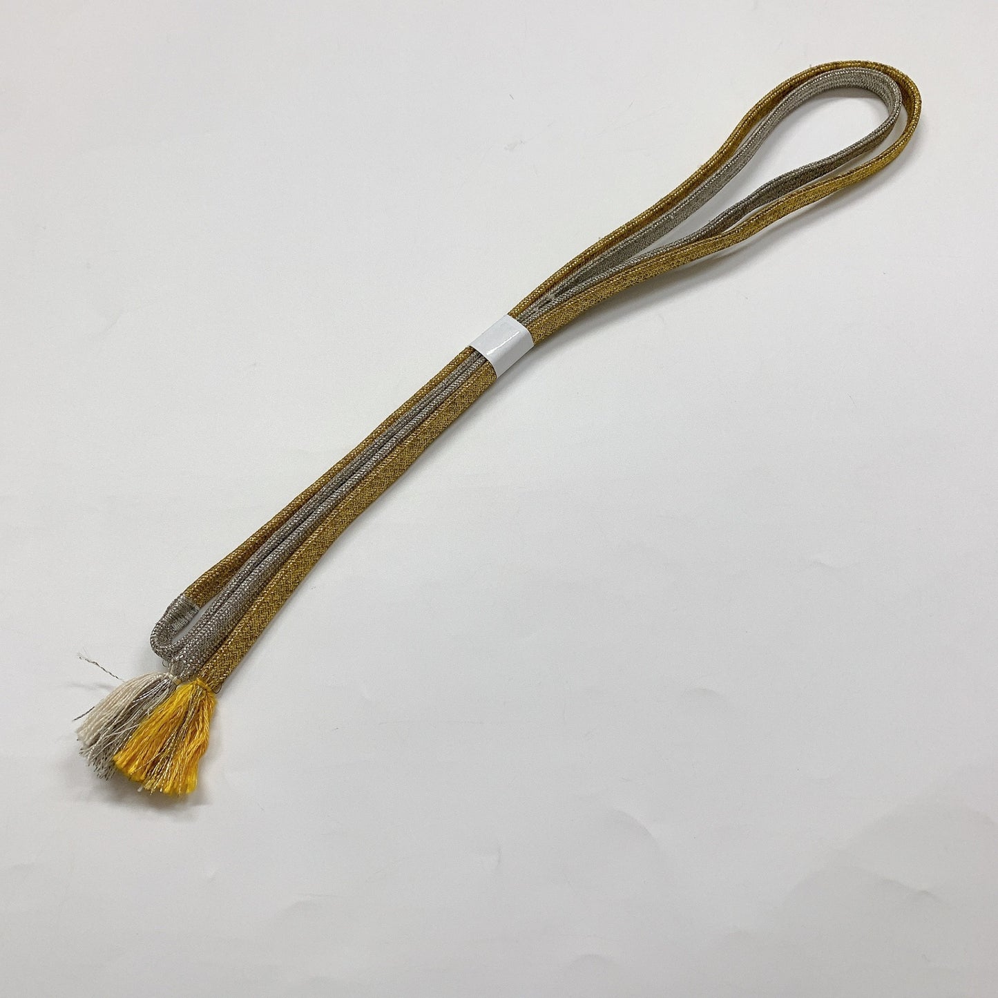 ［8695］帯締め 帯揚げ セット 扇草花文様 金銀糸 正絹 着物 帯絞め