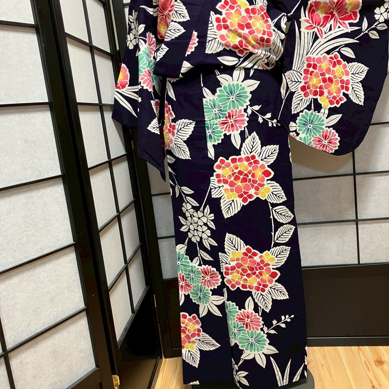 8760# Japanese Yukata Womens Vintage Fabric Cotton Robe Kimono Traditional