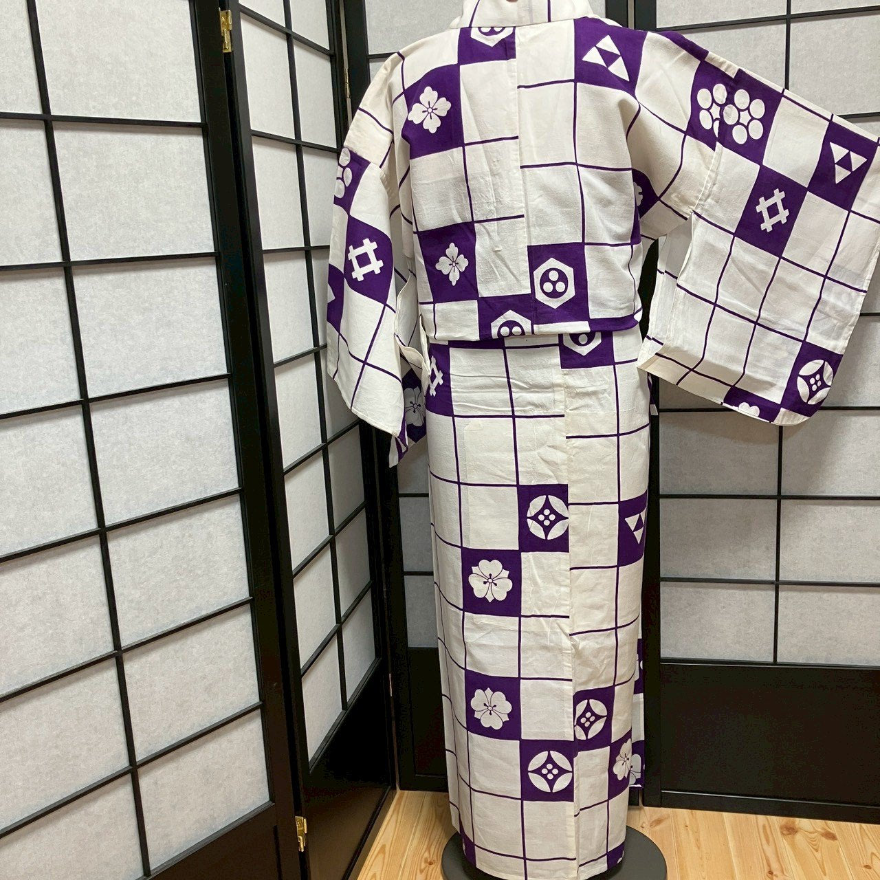 8750# Japanese Yukata Womens Vintage Fabric Cotton Robe Kimono Traditional