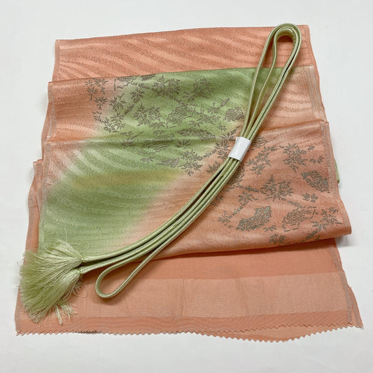 8595# Japanese Kimono Accessory Vintage Obiage and Obijime 2-piece Set Silk