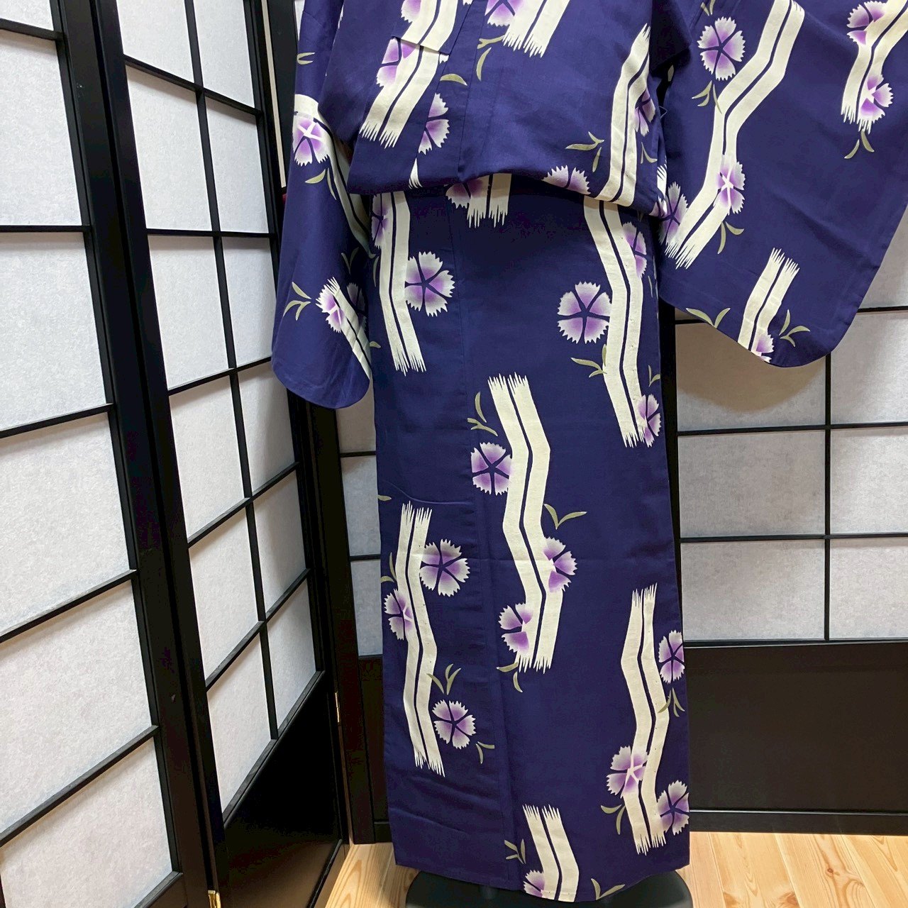 ［9456］浴衣 草花文様 ゆかた レディース 綿 リメイク