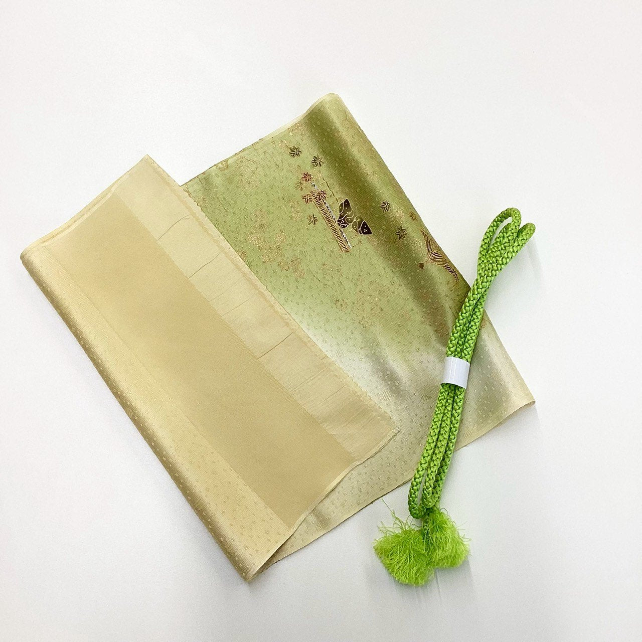 ［8276］帯締め 帯揚げ セット 草花風景文様 金彩 ぼかし 正絹 着物 帯絞め