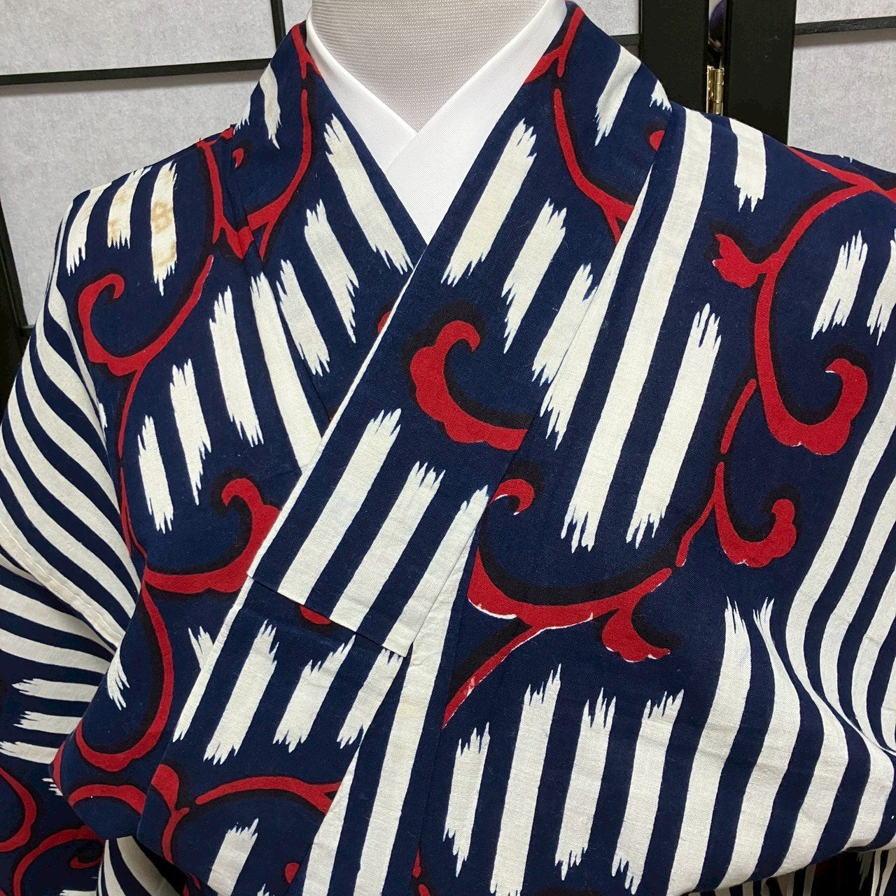 8751# Japanese Yukata Womens Vintage Fabric Cotton Robe Kimono Traditional