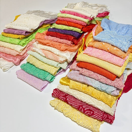 0263# Japanese Vintage Bundle 35pcs Set Bulk Obiage Kimono Silk Wholesale