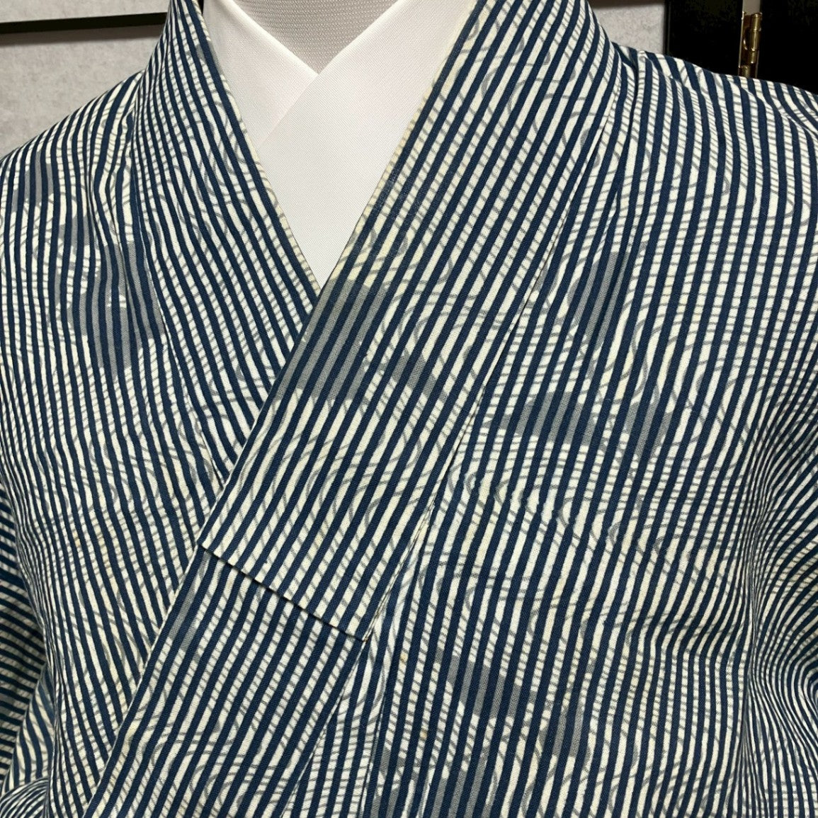 ［9095］浴衣 草花流水縞帳文様 ゆかた レディース 綿 リメイク
