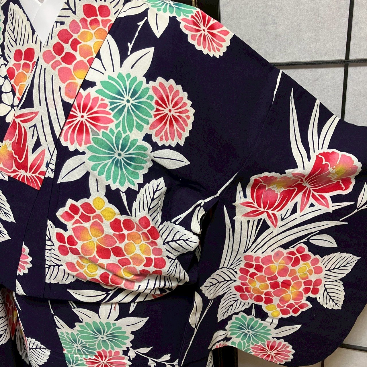 8760# Japanese Yukata Womens Vintage Fabric Cotton Robe Kimono Traditional